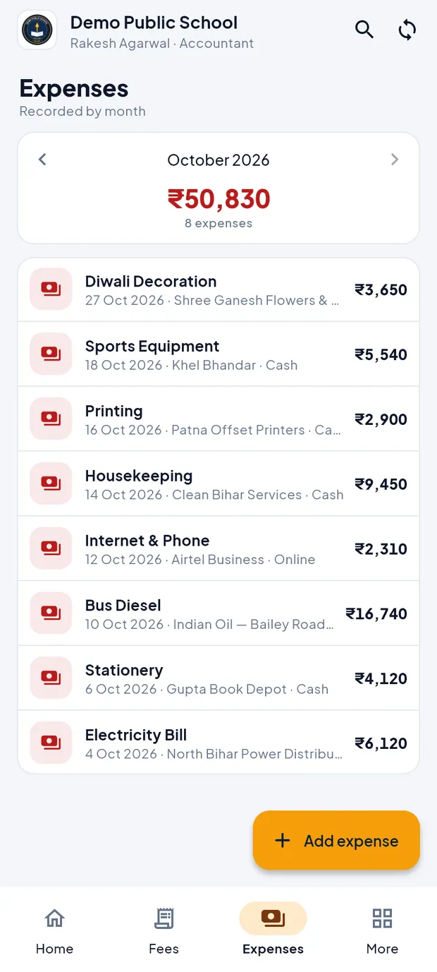 Expenses — Demo Public School