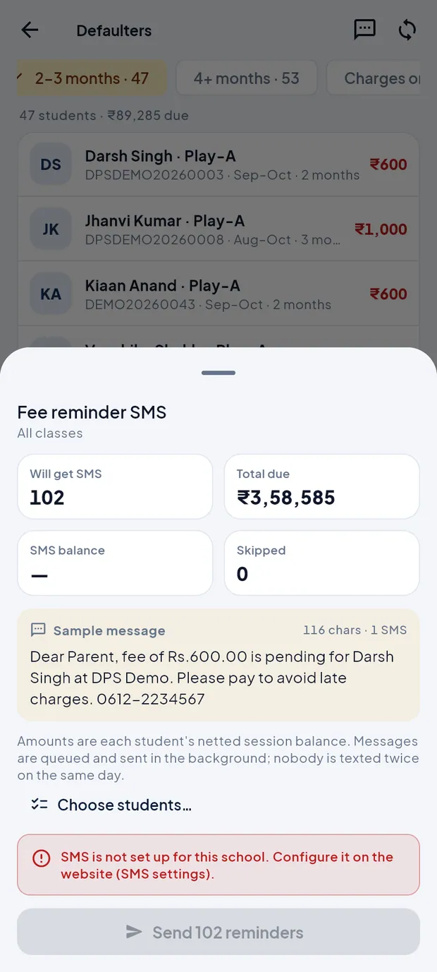 Preview: 102 parents will get the SMS.