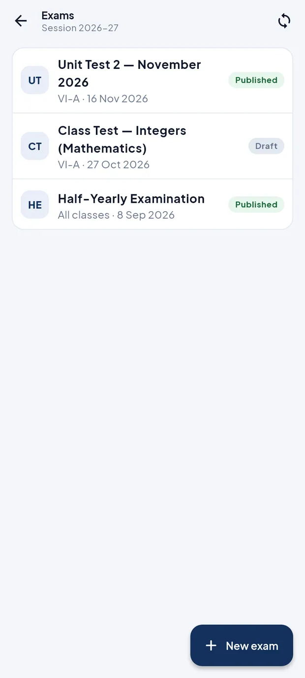 Exams of session 2026-27.