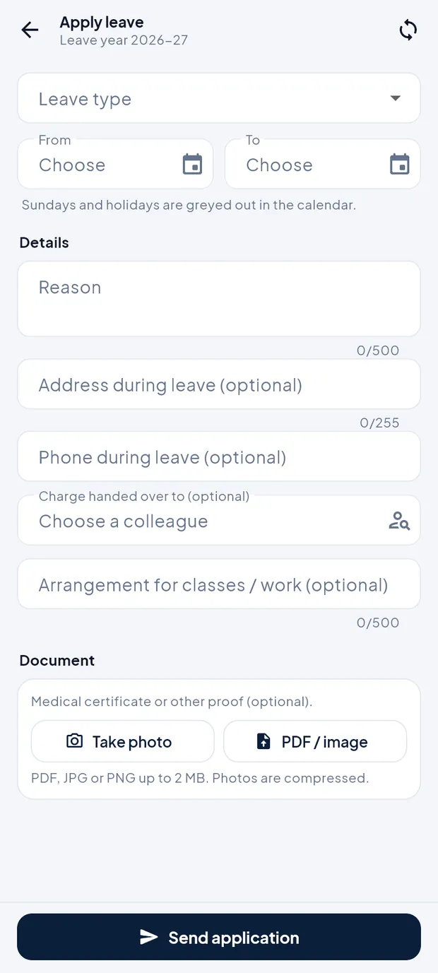 Apply leave form.