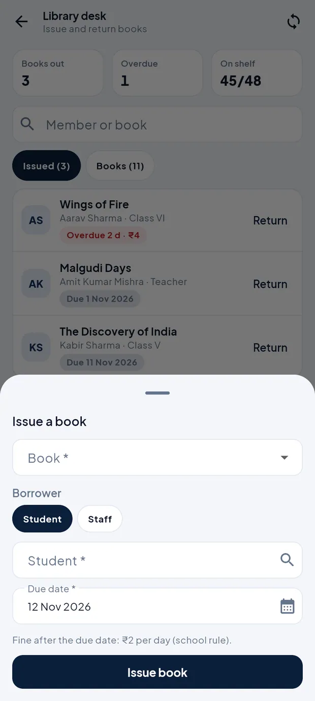 Issue a book sheet.