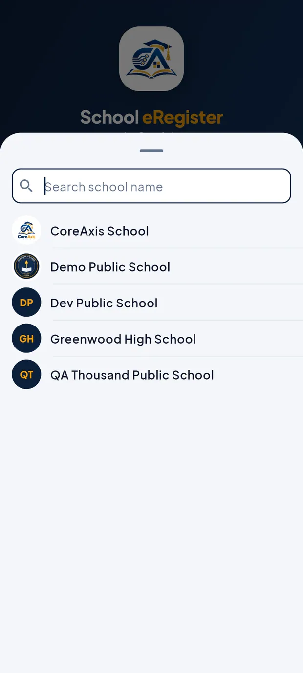 Choose the school from the list.