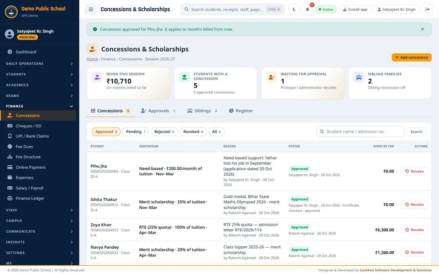 Concessions — Demo Public School