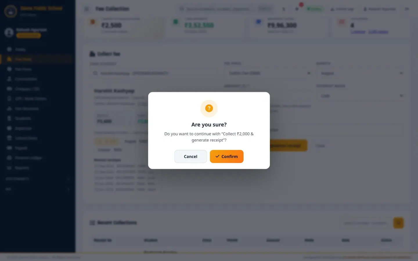 Every save asks once more. Click Cancel if the amount is wrong.