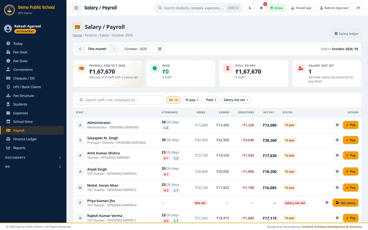 Salary / Payroll — Demo Public School