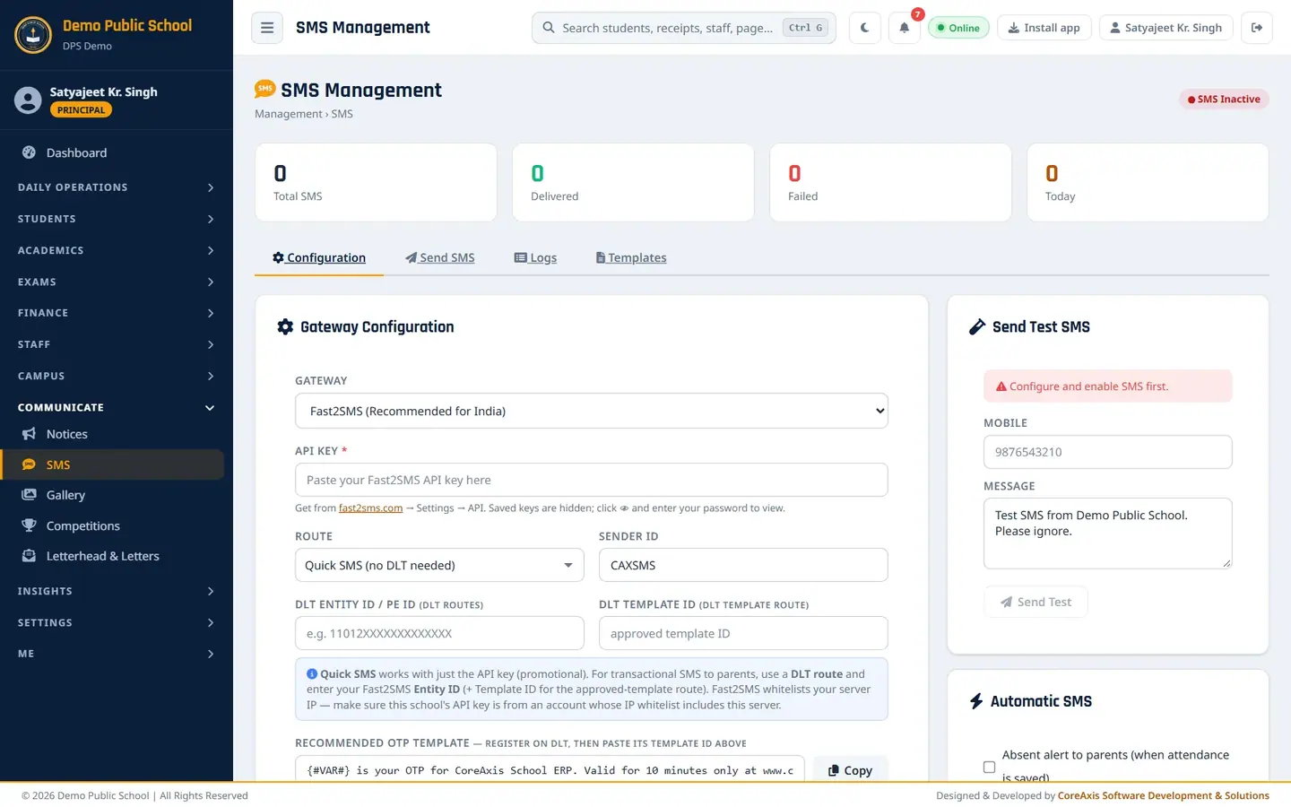 SMS — Demo Public School